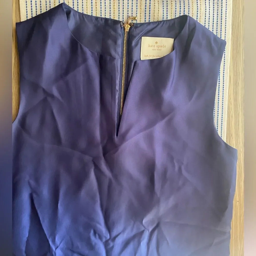 KATE SPADE Navy Blue V-Neck Sleeveless Viscose Sheath Dress SZ 2